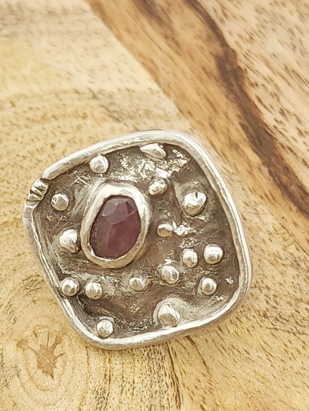 PUNK SAPPHIRE RUNG HANDMADE IN STERLING SILVER WOMENS SIZE 8.5